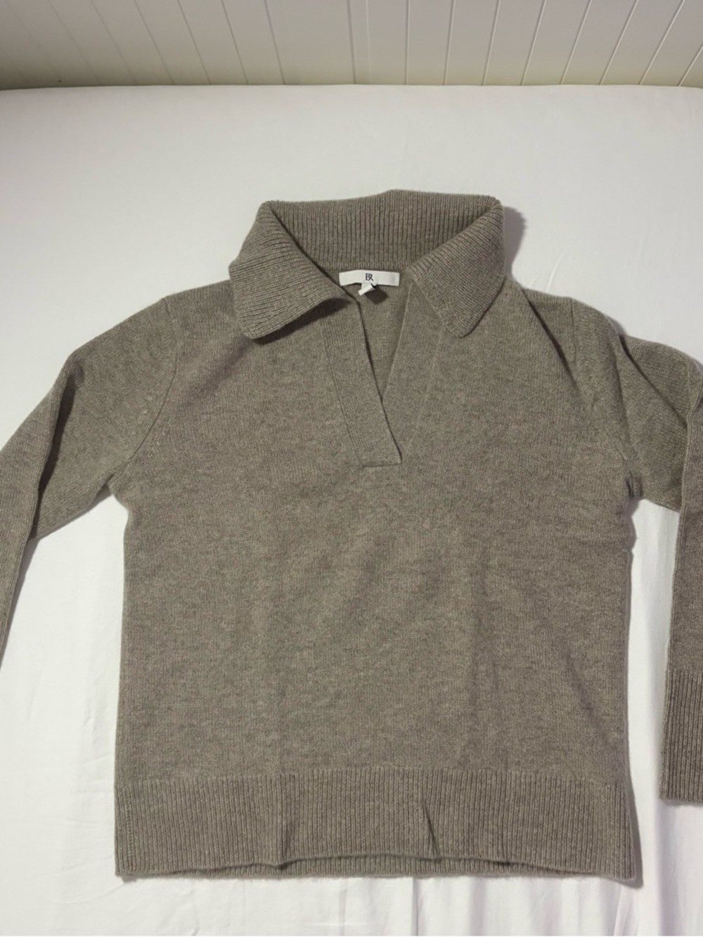 Banana Republic Taupe V-Neck Collared Sweater